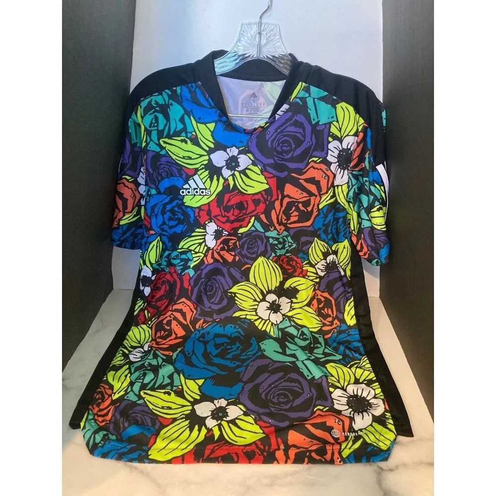New Mens Adidas Floral Soccer Jersey Sz‎ Small​